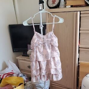 Forever 21 Pink Floral Tank Ruffled Blouse Size S